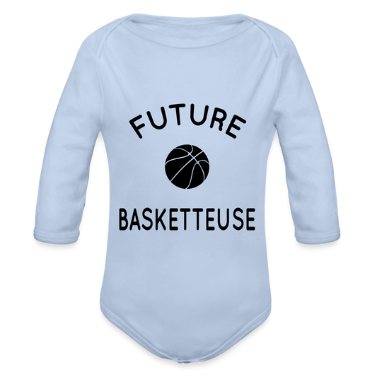 Body Bébé bio manches longues - Future basketteuse - ciel