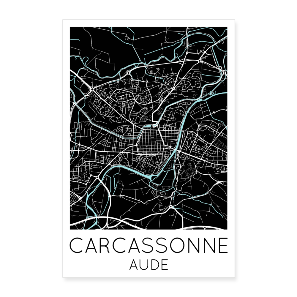 Poster Carcassonne - Plan Carcassonne - 60 x 90 cm - blanc