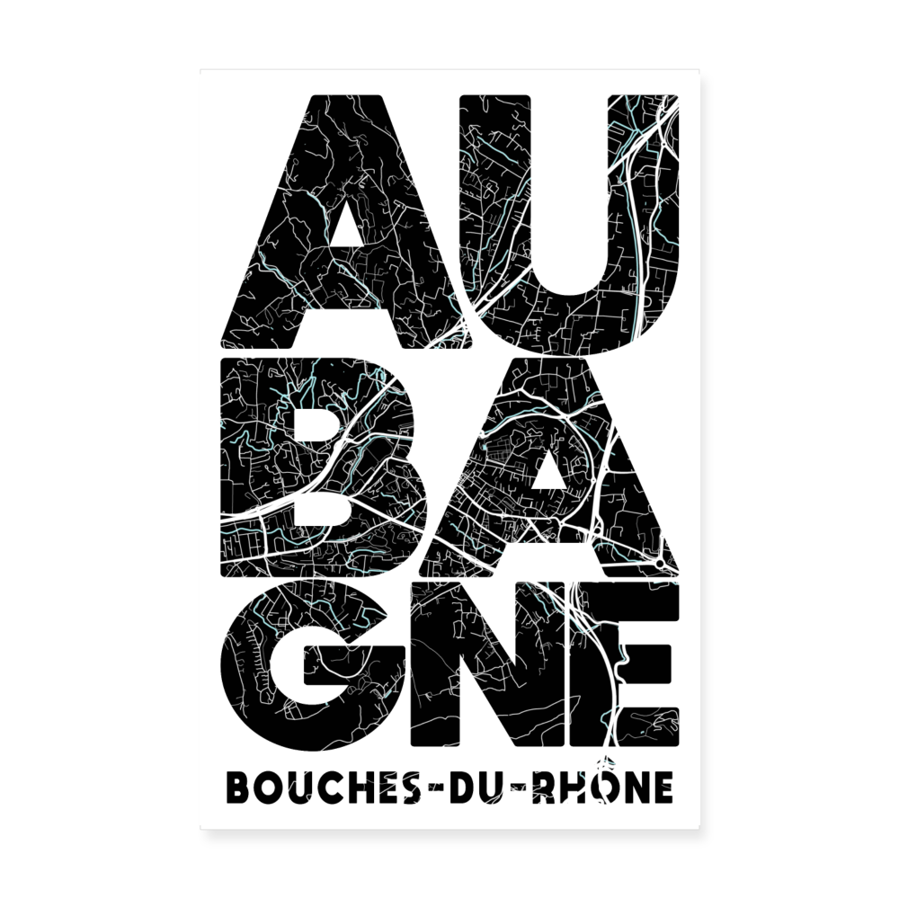 Poster Aubagne - Plan Aubagne - 20 x 30 cm - blanc