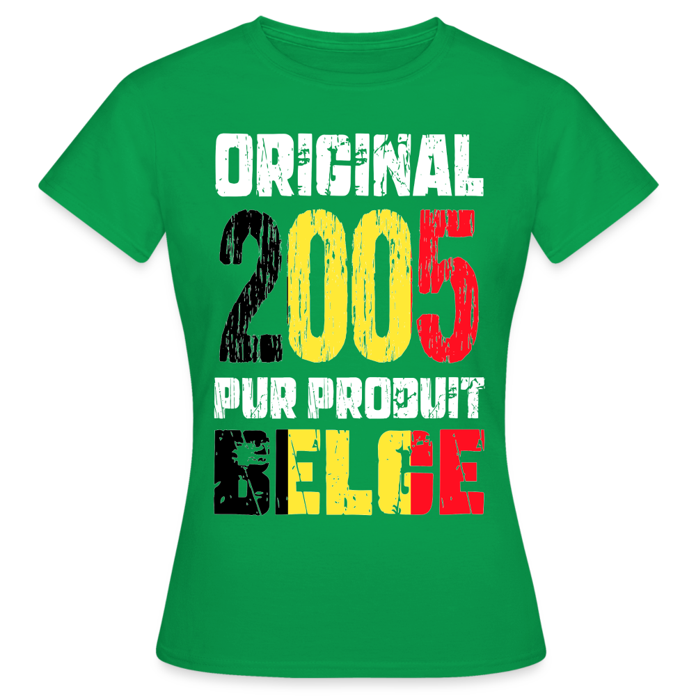 T-shirt Femme - Anniversaire 20 Ans - Original 2005 - Pur produit Belge - vert