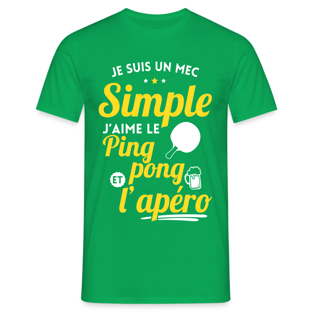 T-shirt Homme - J'aime le ping-pong et l'apéro - vert