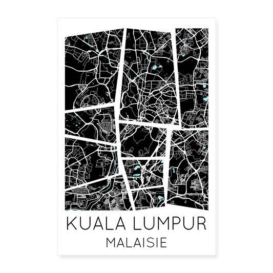 Poster Kuala Lumpur - Plan Kuala Lumpur - 40 x 60 cm - blanc