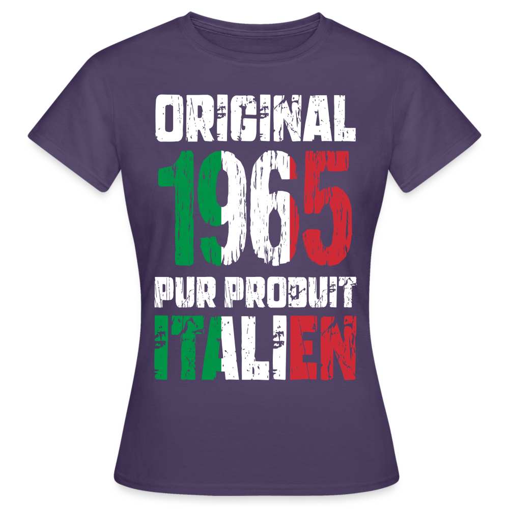 T-shirt Femme - Anniversaire 60 Ans - Original 1965 - Pur produit Italien - violet foncé