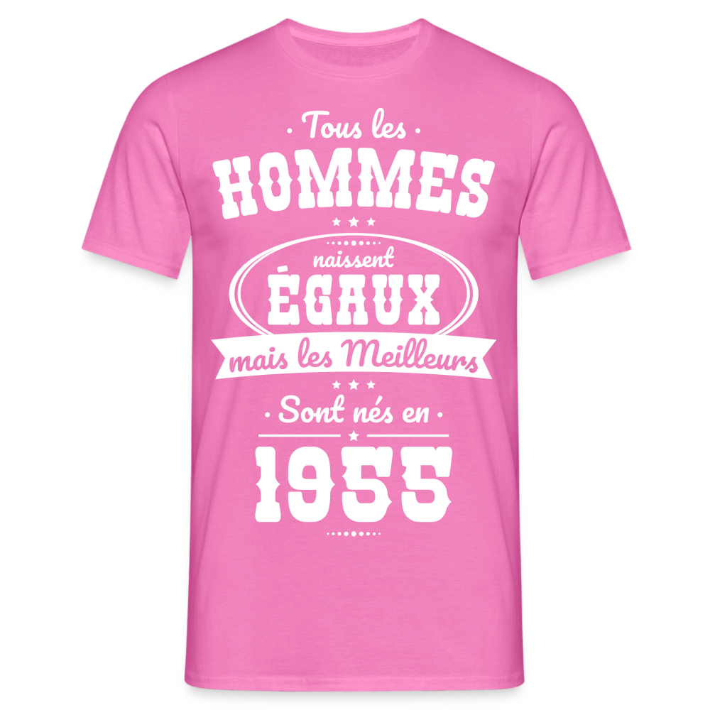 T-shirt Homme - Anniversaire 70 Ans - Les meilleurs sont nés en 1955 - rose