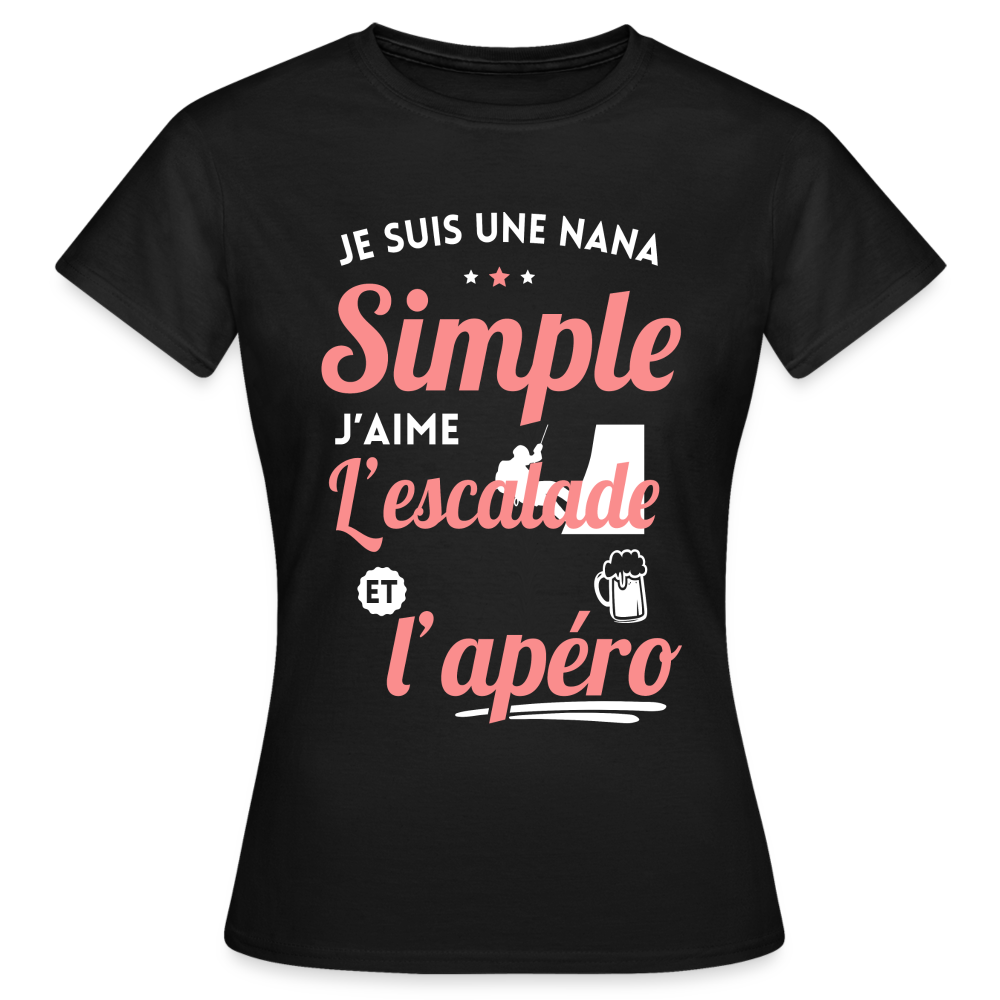 T-shirt Femme - J'aime l'escalade et l'apéro - noir