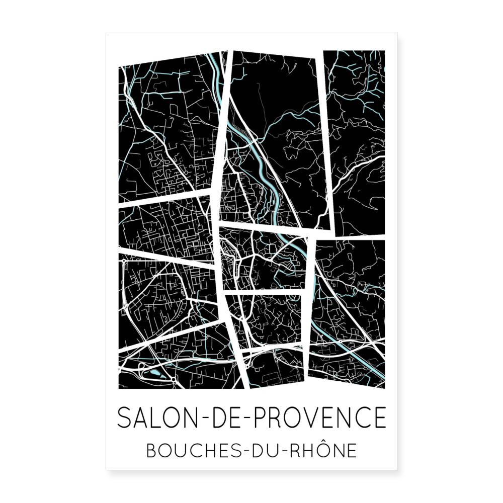 Poster Salon-de-Provence - Plan Salon-de-Provence - 60 x 90 cm - blanc