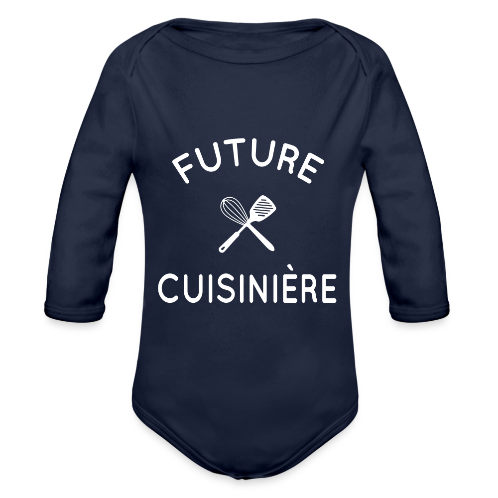 Body Bébé bio manches longues - Future cuisinière - marine foncé