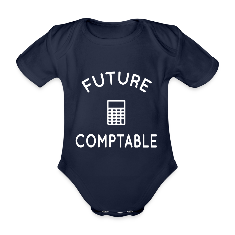 Body Bébé bio manches courtes - Future comptable - marine foncé