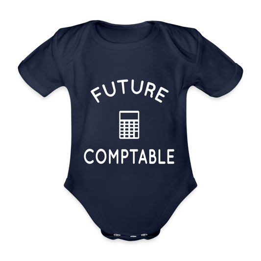 Body Bébé bio manches courtes - Future comptable - marine foncé