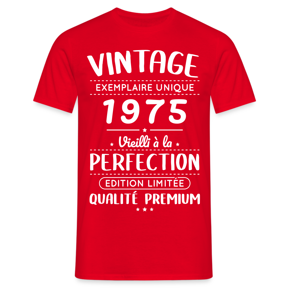 T-shirt Homme - Anniversaire 50 Ans - Vintage 1975 - rouge