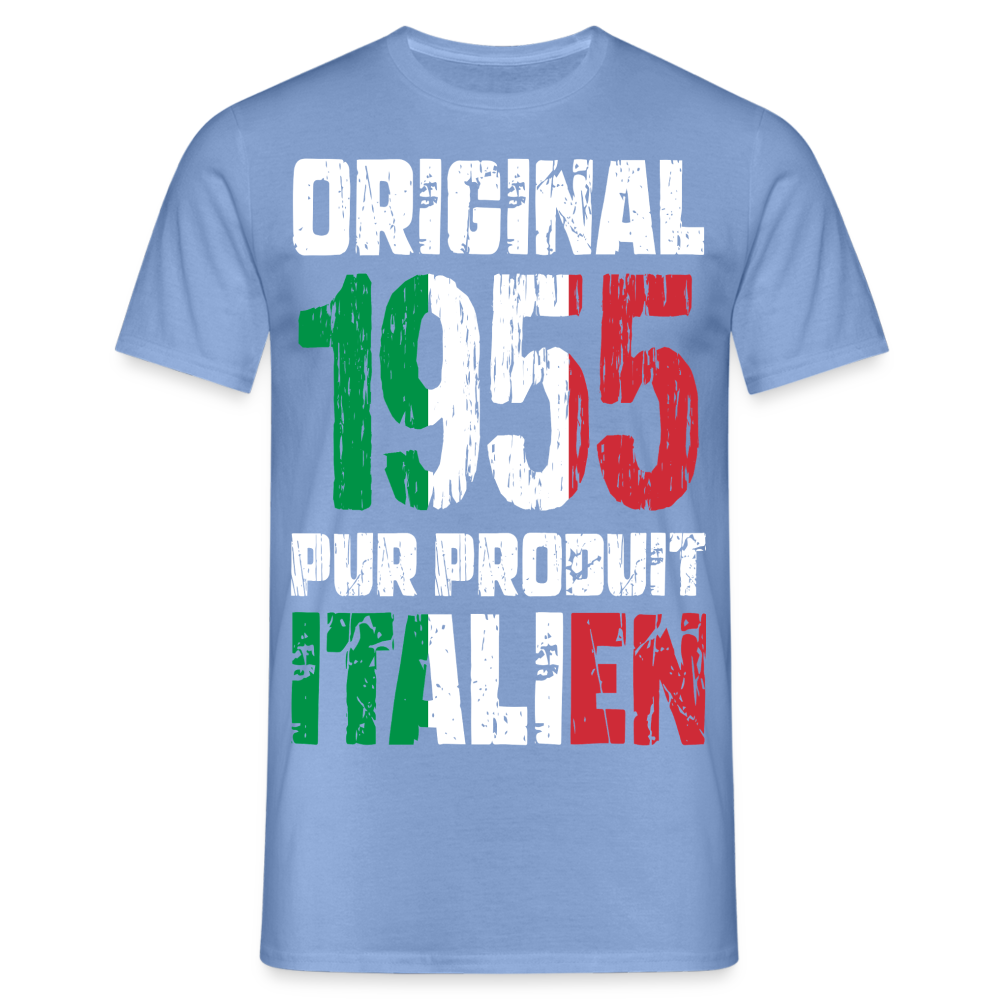 T-shirt Homme - Anniversaire 70 Ans - Original 1955 - Pur produit Italien - carolina blue