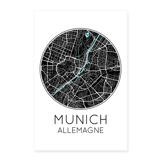 Poster Munich - Plan Munich - 40 x 60 cm - blanc