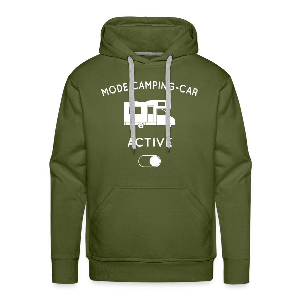 Sweat à capuche Premium Homme - Mode camping-car activé - vert olive