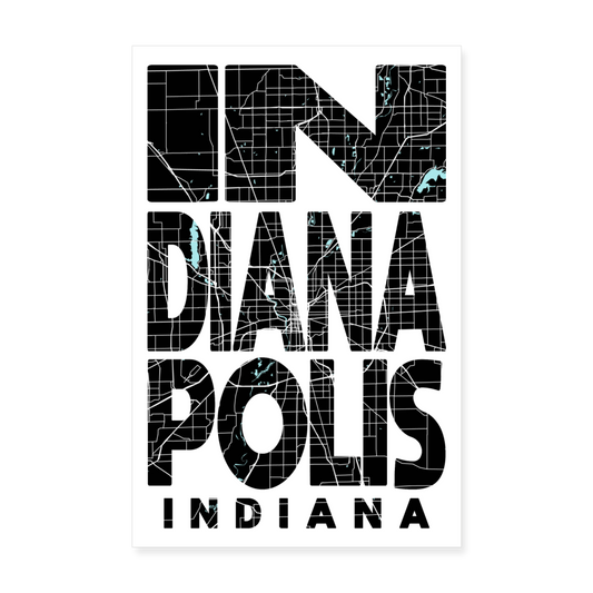 Poster Indianapolis - Plan Indianapolis - 20 x 30 cm - blanc