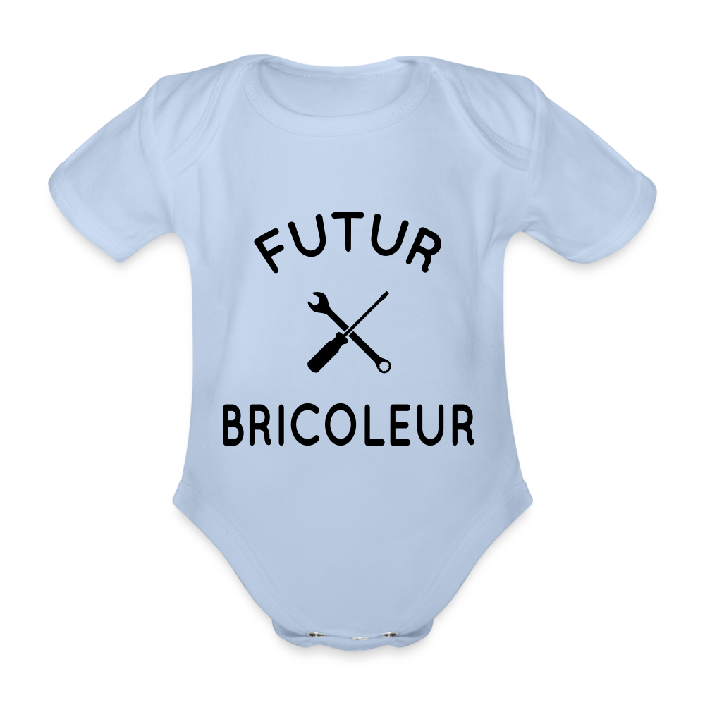 Body Bébé bio manches courtes - Futur bricoleur - ciel