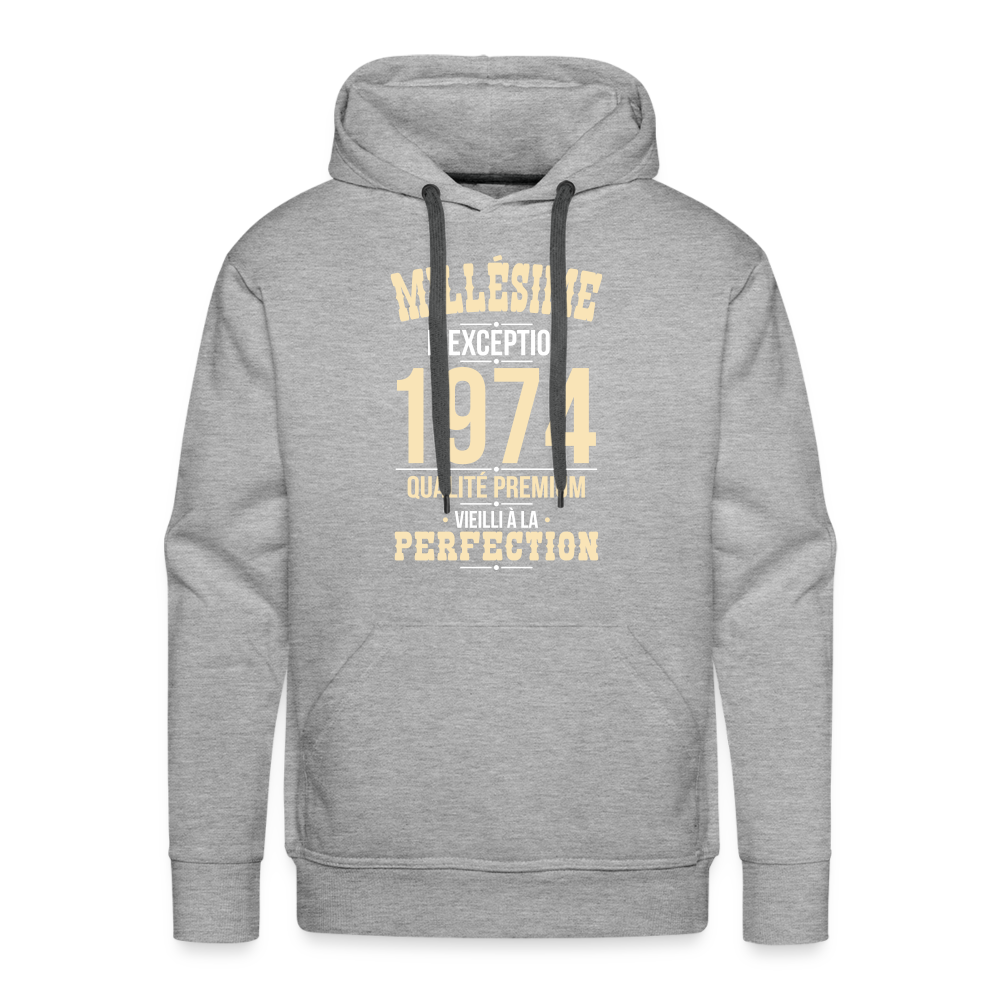 Sweat à capuche Premium Homme - Anniversaire 50 Ans - Millésime 1974 - gris chiné