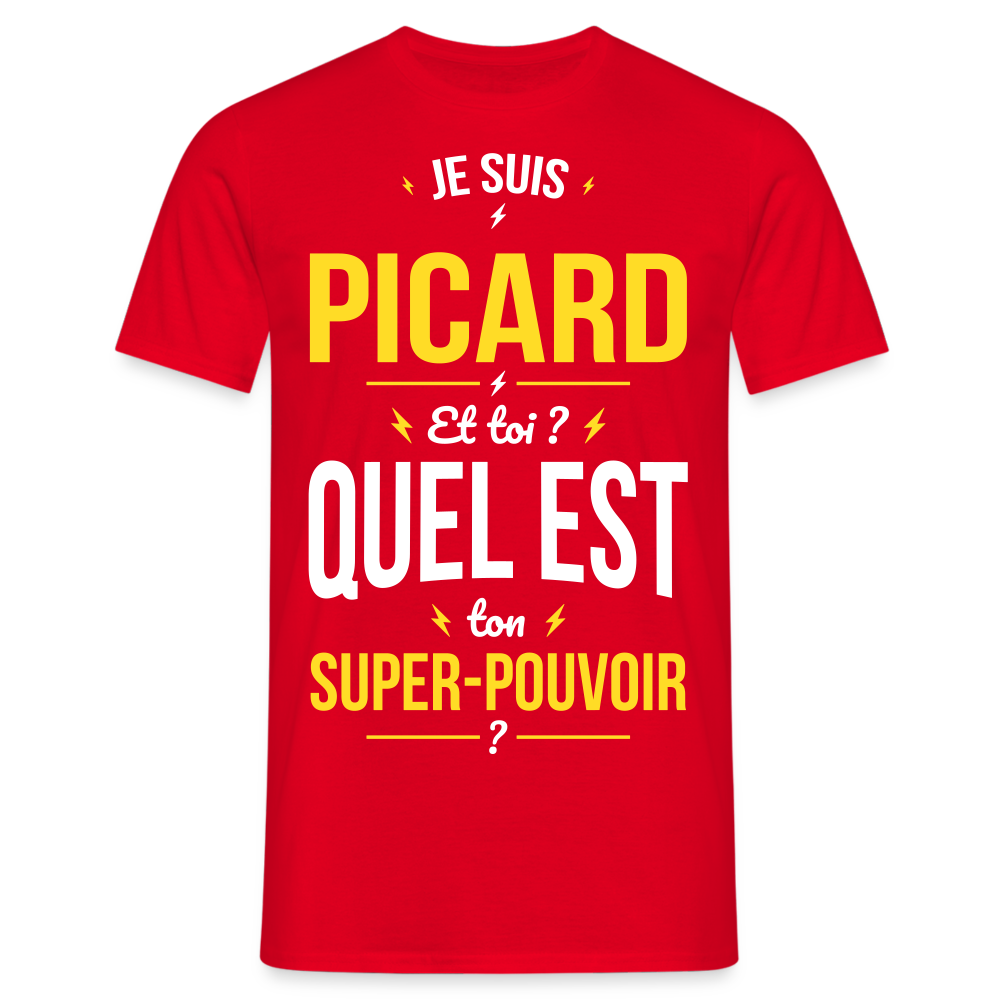 T-shirt Homme - Je suis Picard - Super-pouvoir - rouge