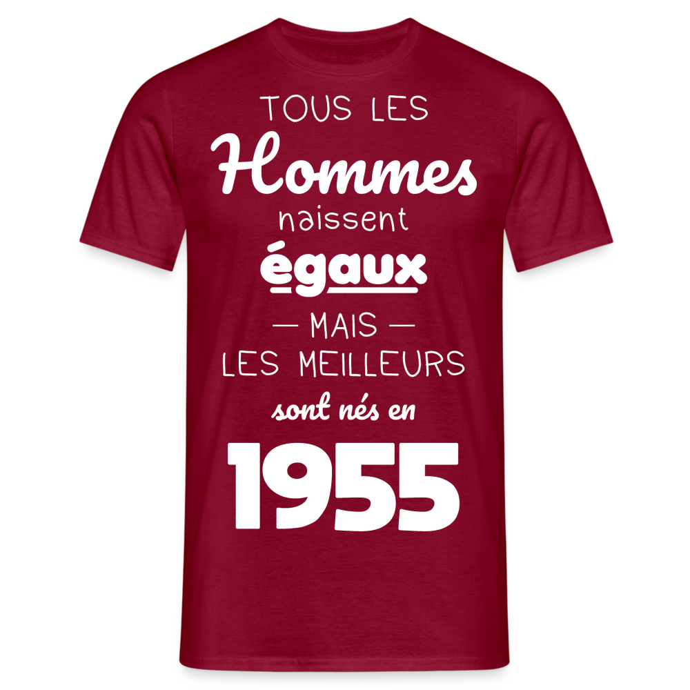 T-shirt Homme - Anniversaire 70 Ans - Les meilleurs sont nés en 1955 - rouge brique