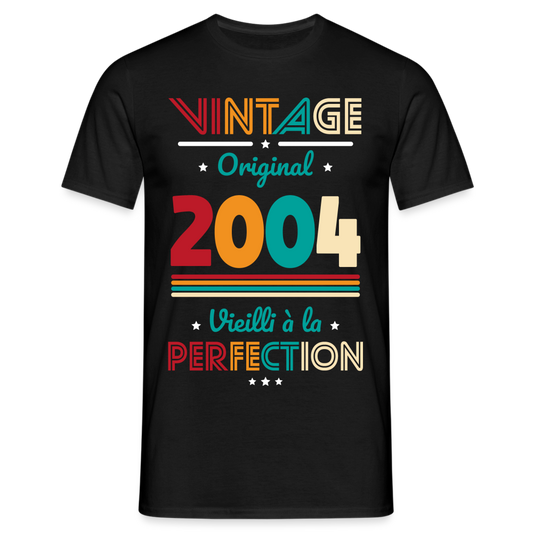 T-shirt Homme - Anniversaire 21 Ans - Vintage Original 2004 - noir