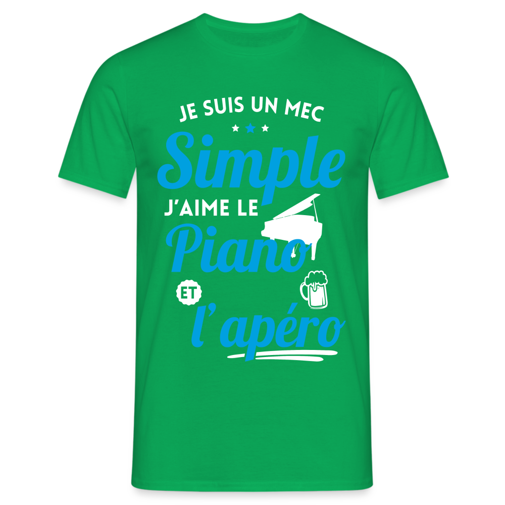 T-shirt Homme - J'aime le piano et l'apéro - vert