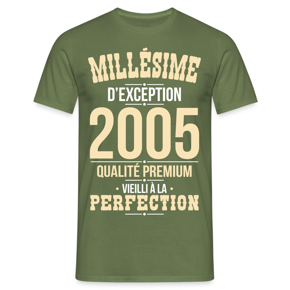 T-shirt Homme - Anniversaire 20 Ans - Millésime 2005 - vert militaire