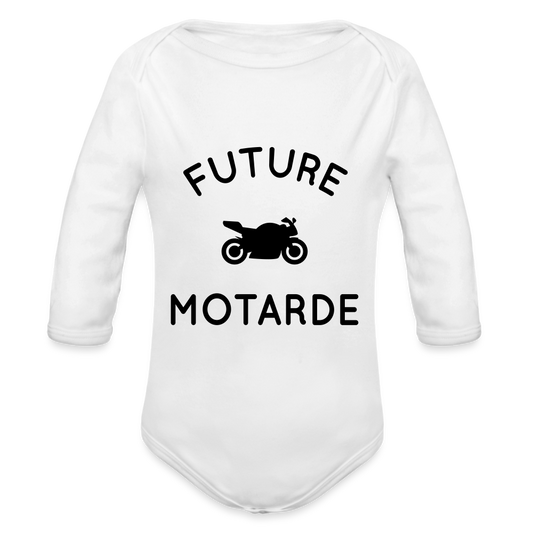 Body Bébé bio manches longues - Future motarde - blanc