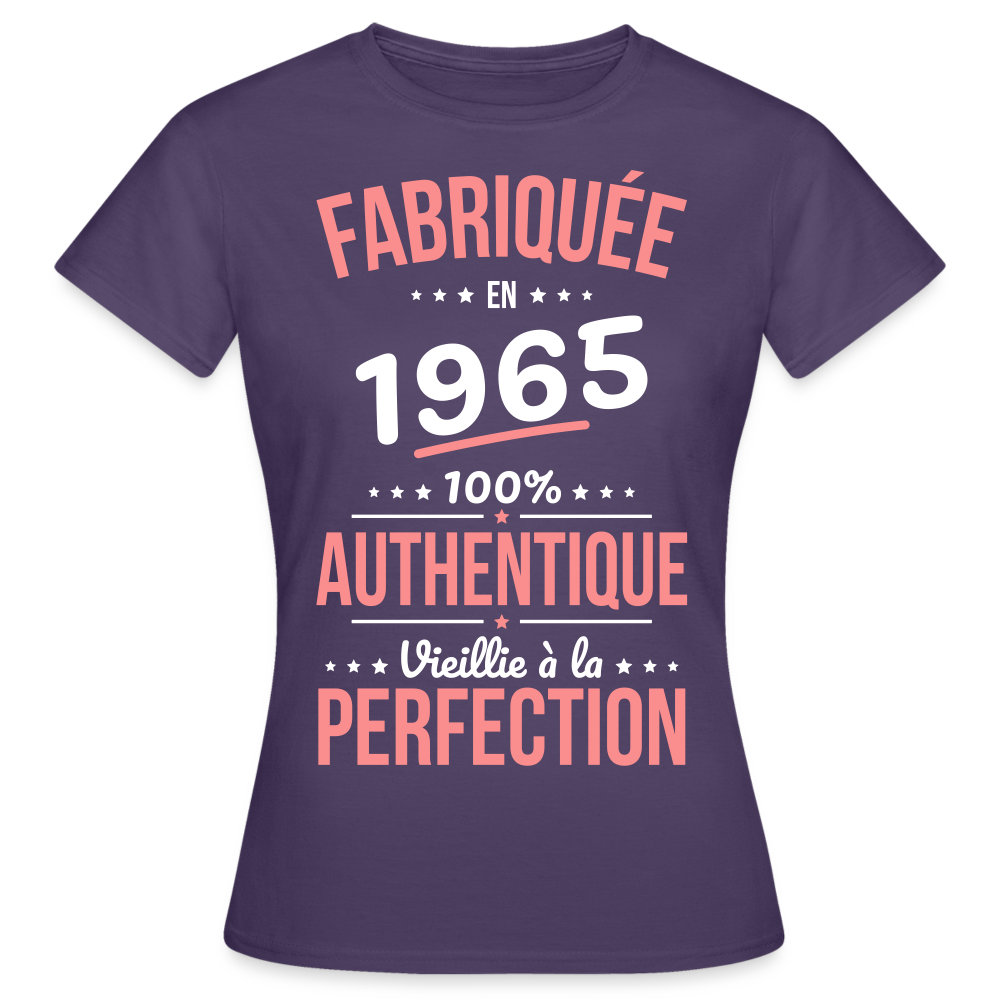 T-shirt Femme - Anniversaire 60 Ans - Fabriquée en 1965 - violet foncé