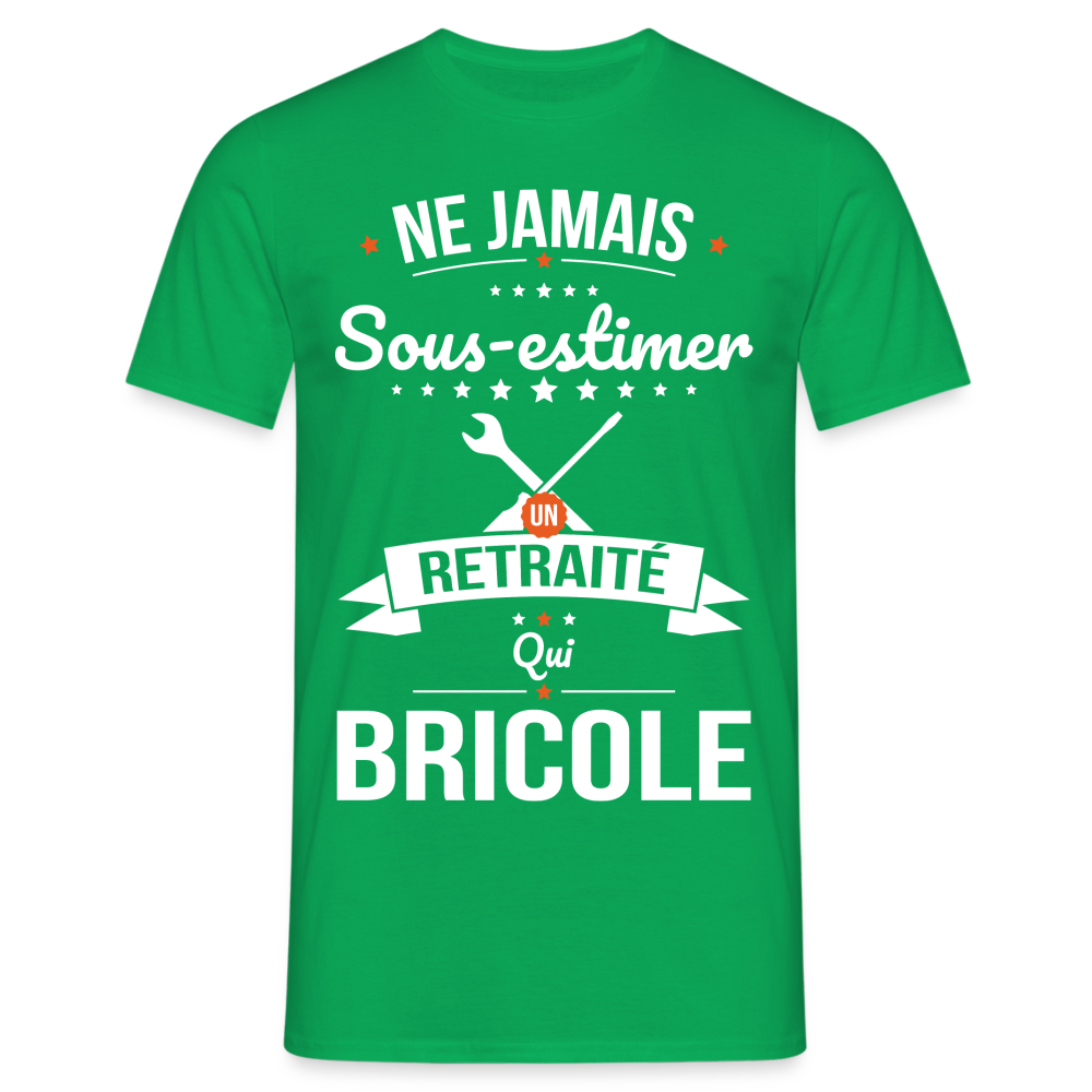 T-shirt Homme - Ne jamais sous-estimer un retraité qui bricole - vert