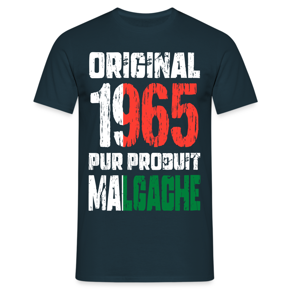 T-shirt Homme - Anniversaire 60 Ans - Original 1965 - Pur produit Malgache - marine