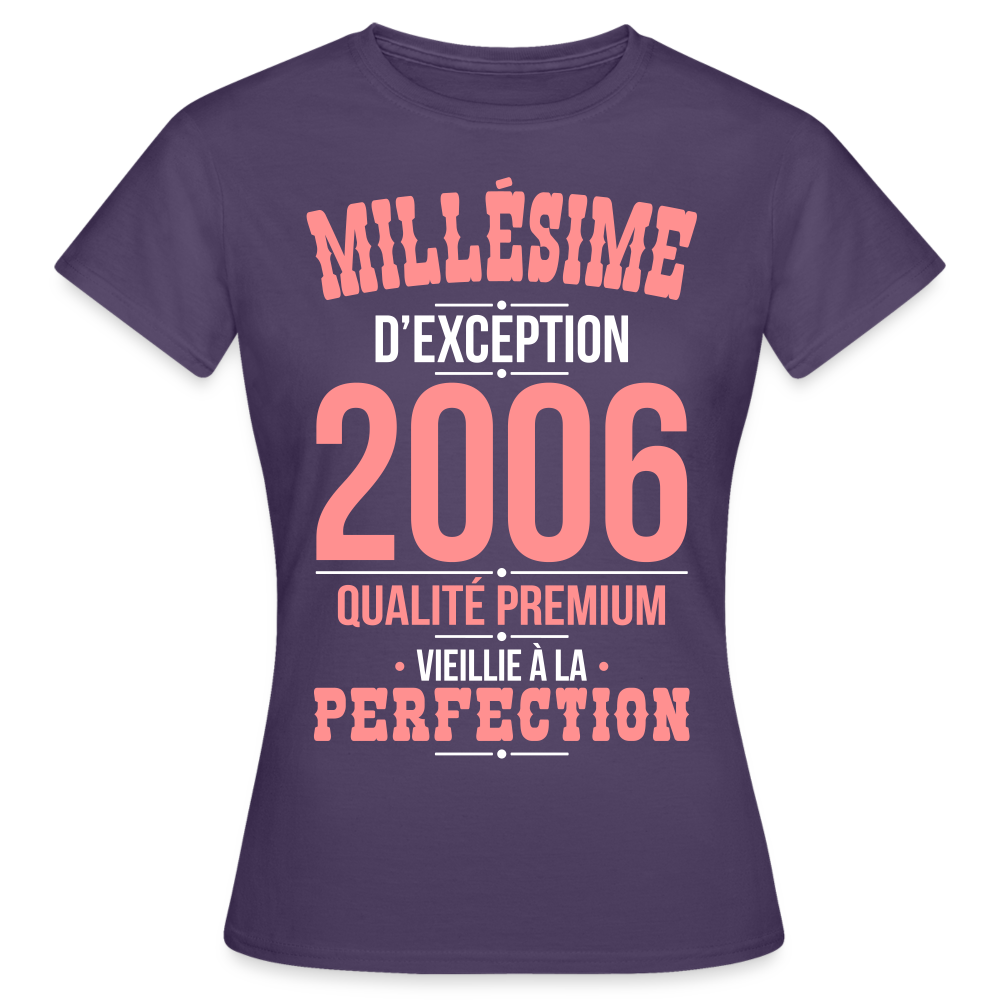 T-shirt Femme - Anniversaire 19 Ans - Millésime 2006 - violet foncé