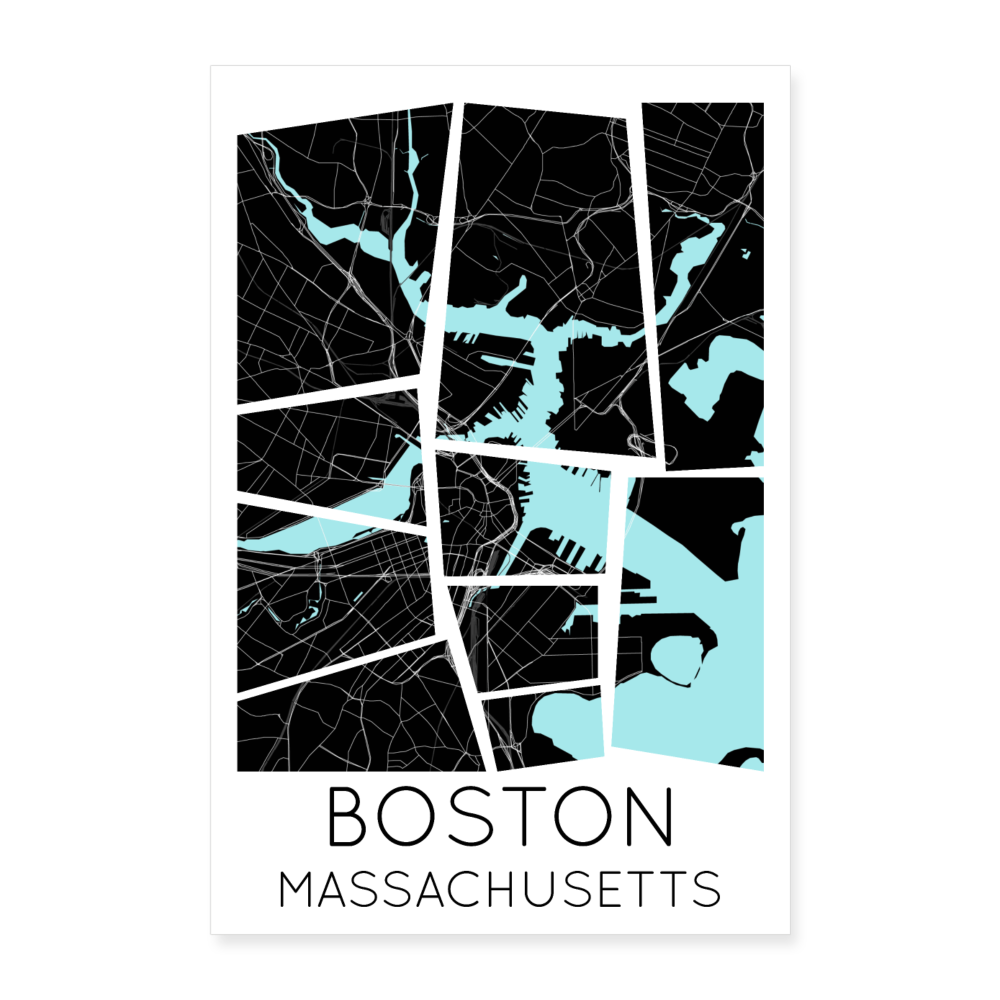 Poster Boston - Plan Boston - 60 x 90 cm - blanc