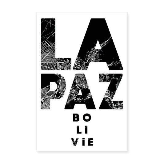 Poster La Paz - Plan La Paz - 20 x 30 cm - blanc