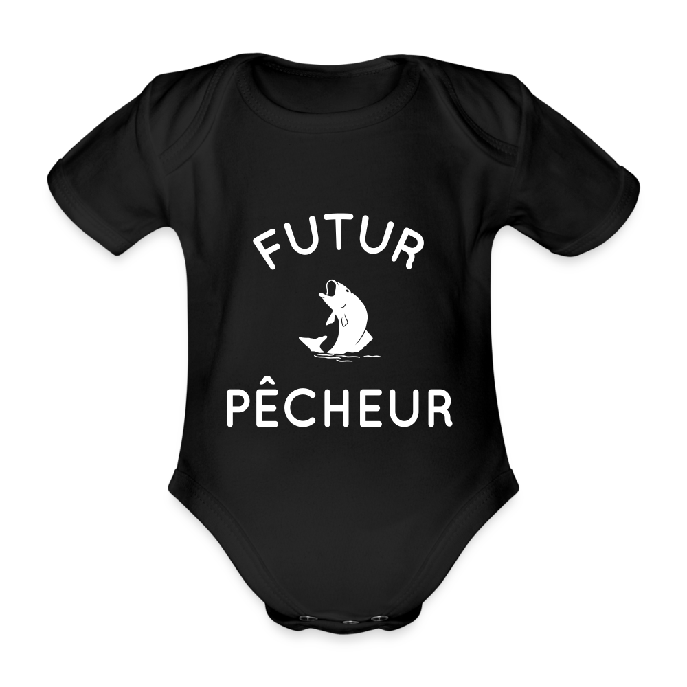 Body Bébé bio manches courtes - Futur pêcheur - noir