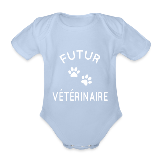 Body Bébé bio manches courtes - Futur vétérinaire - ciel