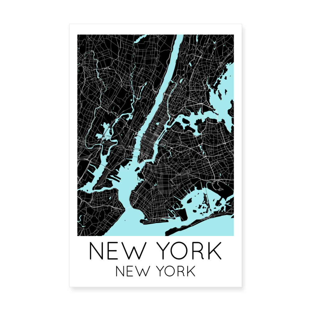 Poster New York - Plan New York - 20 x 30 cm - blanc