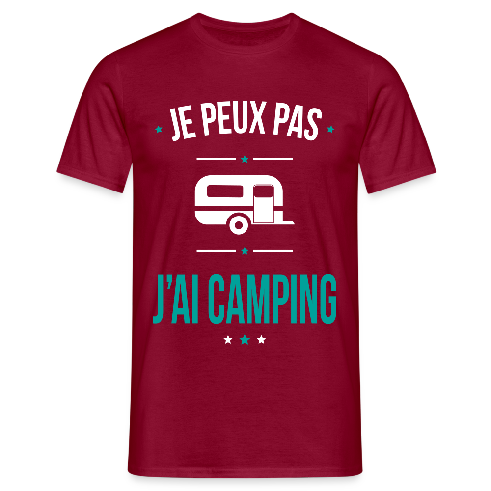 T-shirt Homme - Je peux pas j'ai Camping - rouge brique