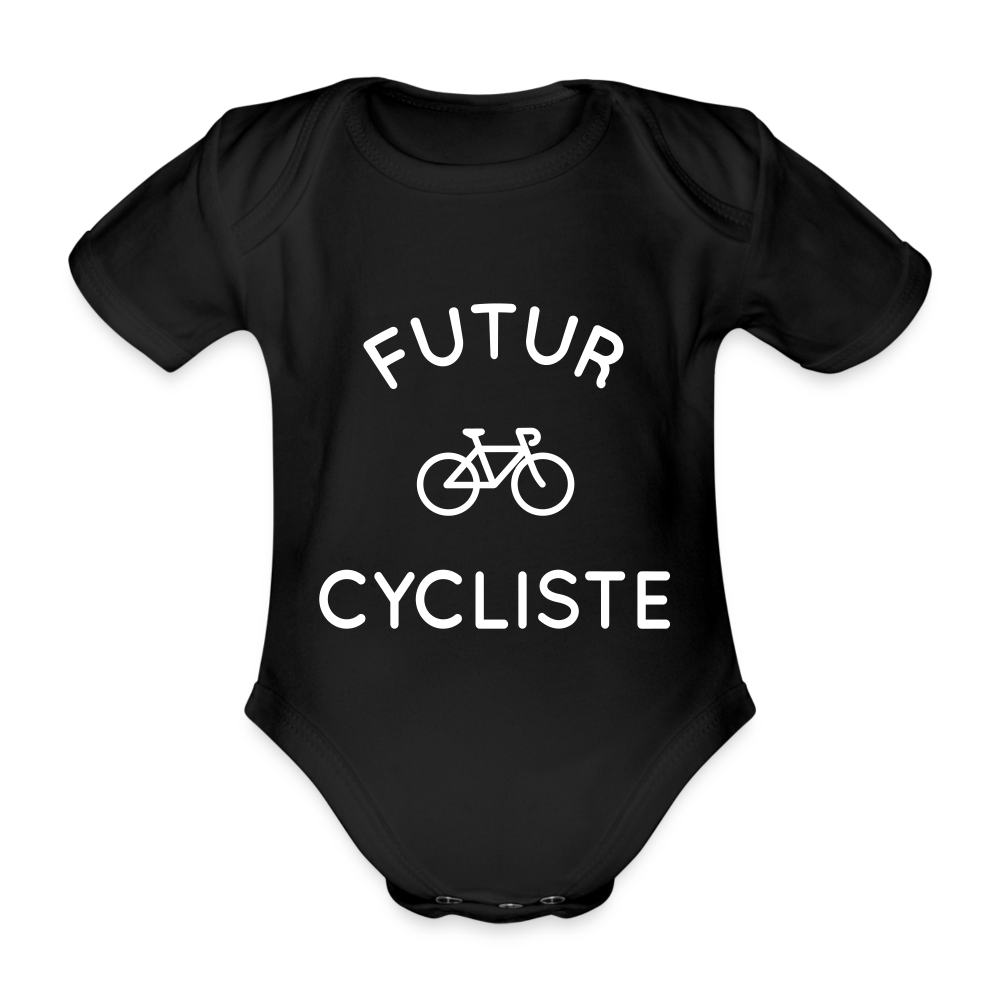 Body Bébé bio manches courtes - Futur cycliste - noir