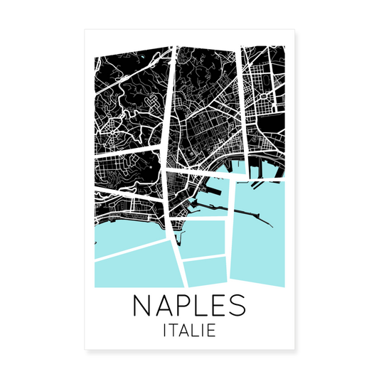 Poster Naples - Plan Naples - 20 x 30 cm - blanc