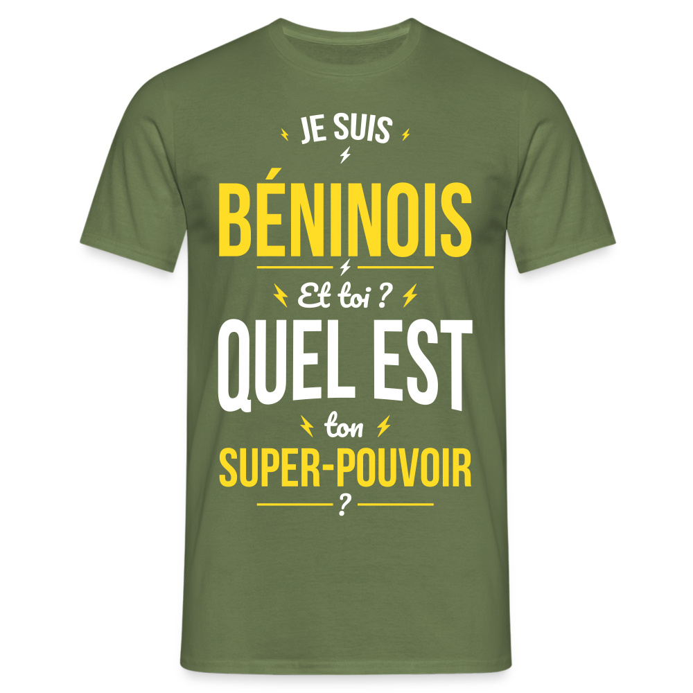 T-shirt Homme - Je suis Béninois - Super-pouvoir - vert militaire