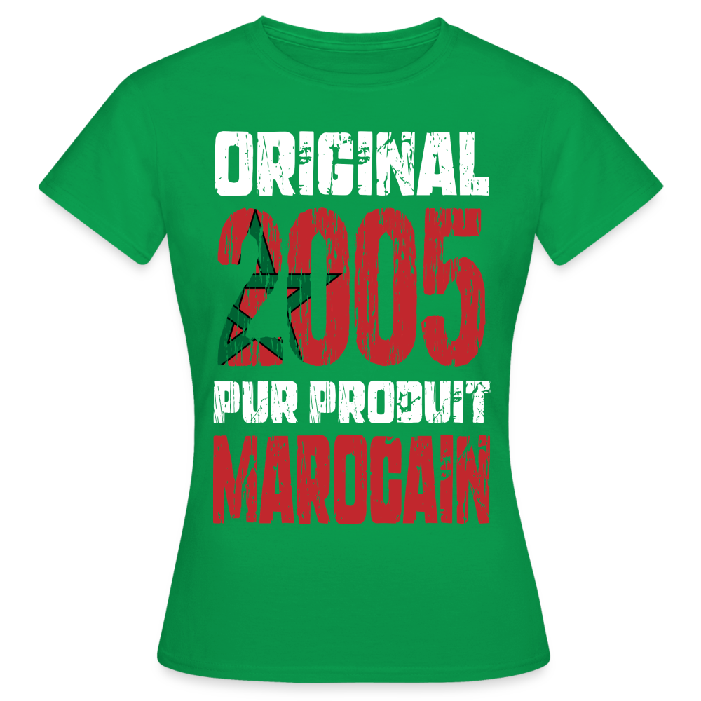 T-shirt Femme - Anniversaire 20 Ans - Original 2005 - Pur produit Marocain - vert