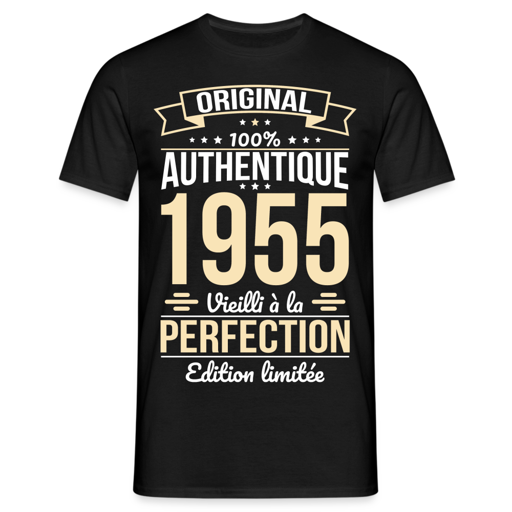 T-shirt Homme - Anniversaire 70 Ans - Original 1955 - noir