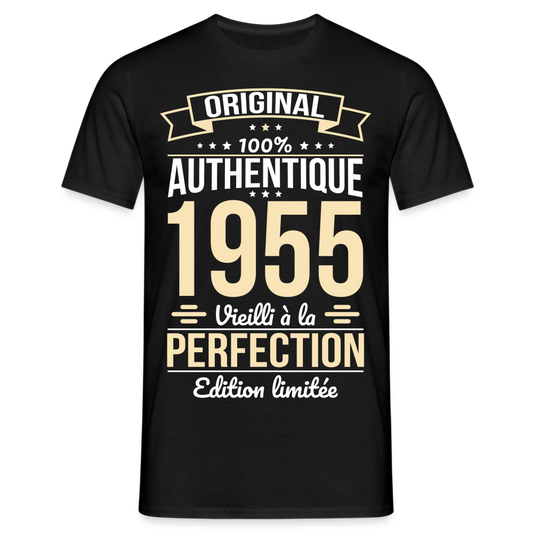 T-shirt Homme - Anniversaire 70 Ans - Original 1955 - noir