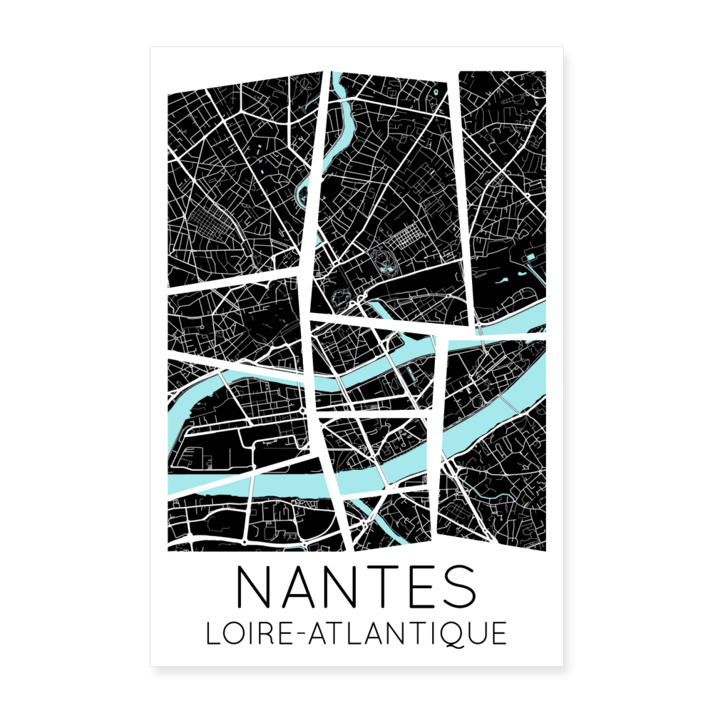 Poster Nantes - Plan Nantes - 40 x 60 cm - blanc