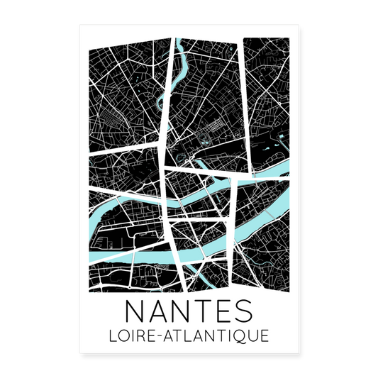 Poster Nantes - Plan Nantes - 40 x 60 cm - blanc