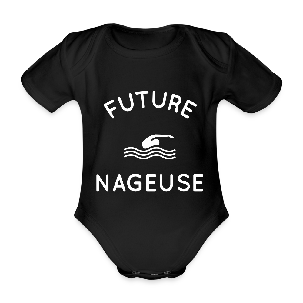 Body Bébé bio manches courtes - Future nageuse - noir