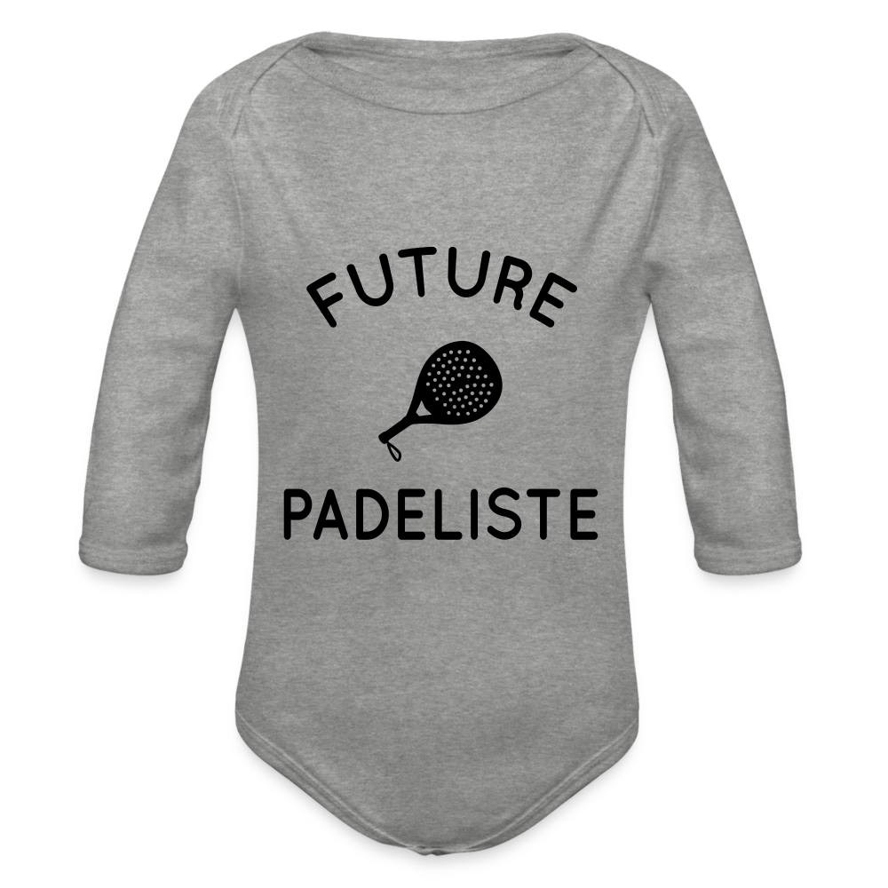 Body Bébé bio manches longues - Future padeliste - gris chiné