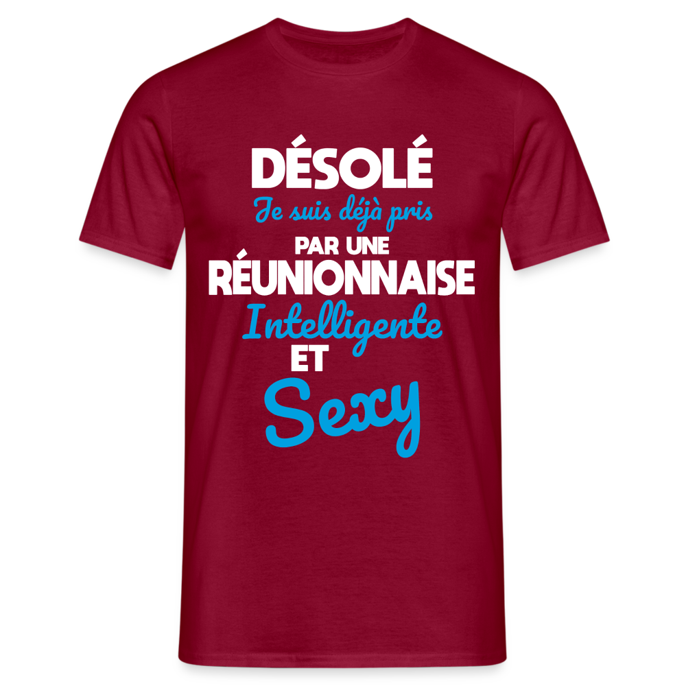 T-shirt Homme -  Je suis déjà pris par une Réunionnaise intelligente et sexy - rouge brique