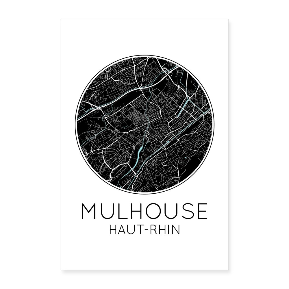 Poster Mulhouse - Plan Mulhouse - 40 x 60 cm - blanc