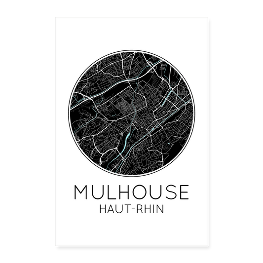 Poster Mulhouse - Plan Mulhouse - 40 x 60 cm - blanc