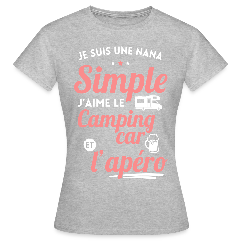 T-shirt Femme - J'aime le camping-car et l'apéro - gris chiné